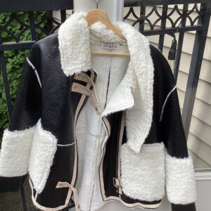 BNNT KATE HEWKO faux Shearling Aviator jacket. Large
